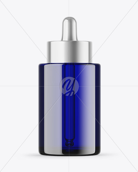 Blue Glass Dropper Bottle Mockup