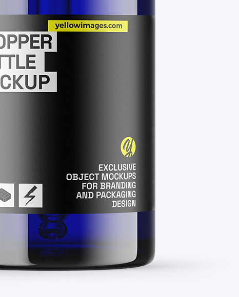 Blue Glass Dropper Bottle Mockup