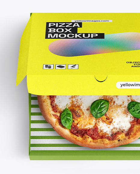 Half Open Kraft Box With Pizza Mockup