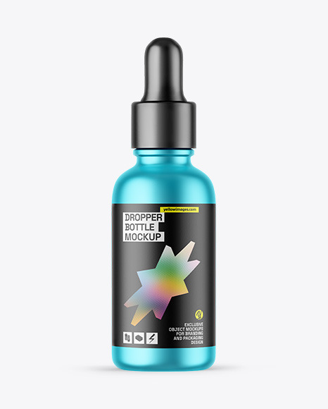 Matte Metallic Dropper Bottle Mockup