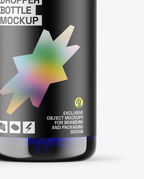 Blue Glass Dropper Bottle Mockup