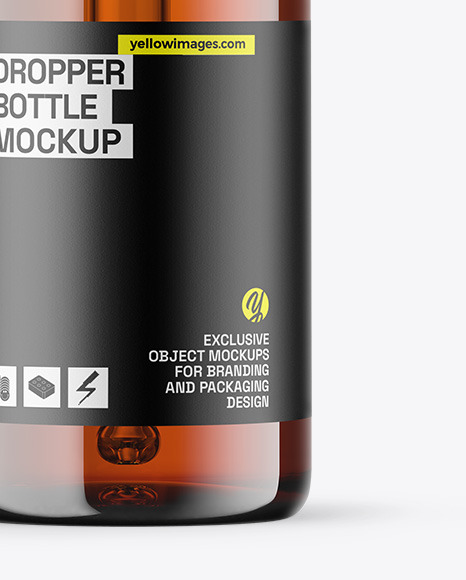 Amber Glass Dropper Bottle Mockup