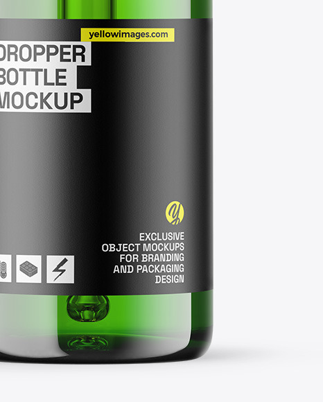 Green Glass Dropper Bottle Mockup