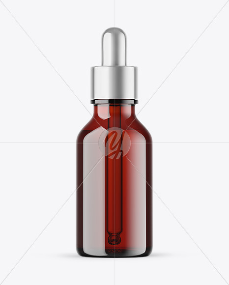 Dark Amber Glass Dropper Bottle Mockup