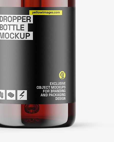 Dark Amber Glass Dropper Bottle Mockup