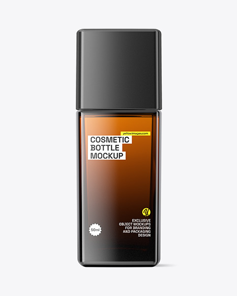 Amber Glass Cosmetic Bottle Mockup