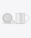 Two Glossy Enamel Cups Mockup