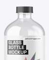 16oz Empty Clear Glass Boston Bottle Mockup