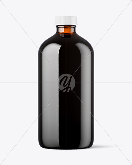 16oz Amber Glass Boston Bottle Mockup