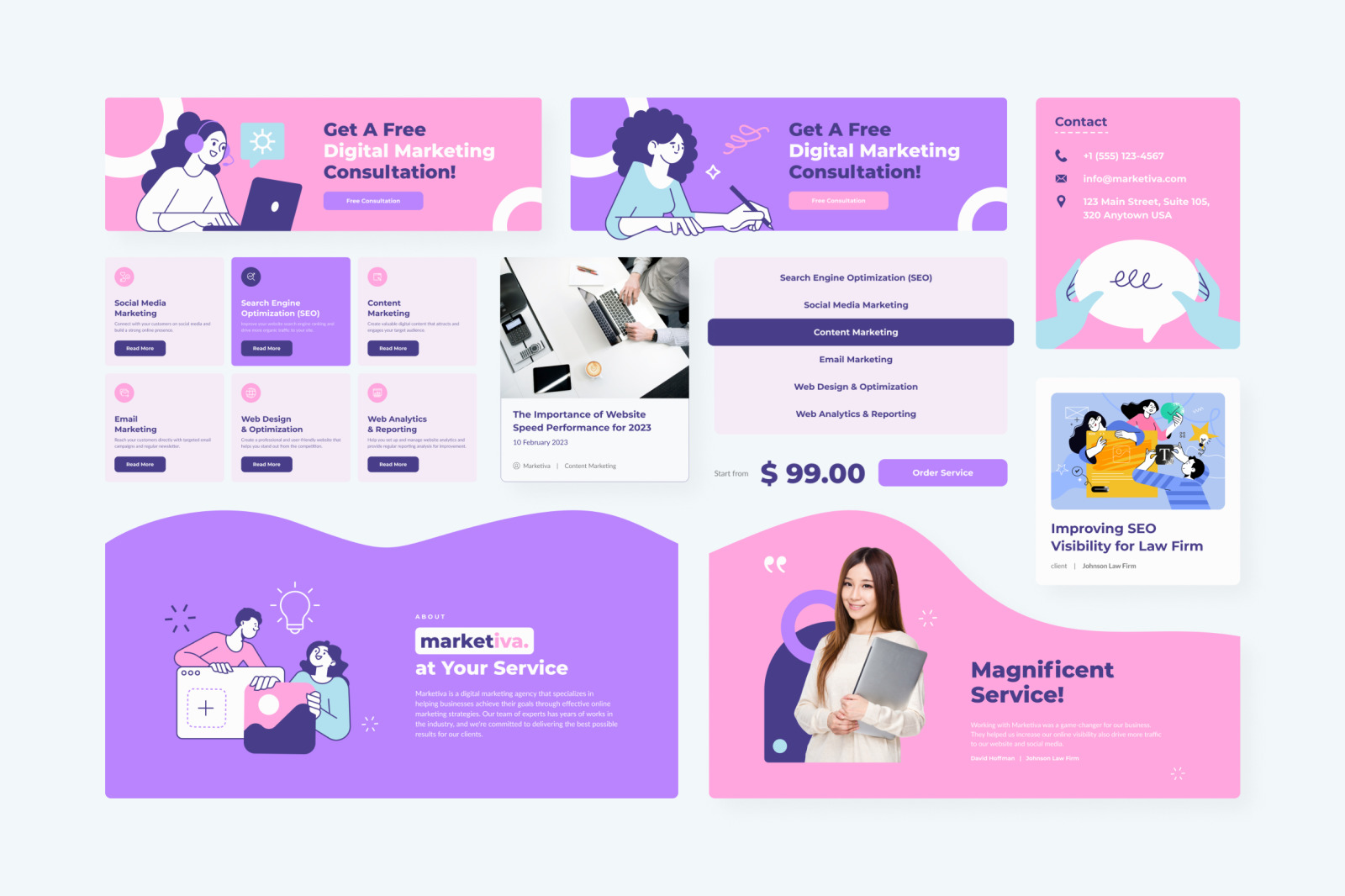 Marketiva – Digital Marketing Agency Website Design UI Template