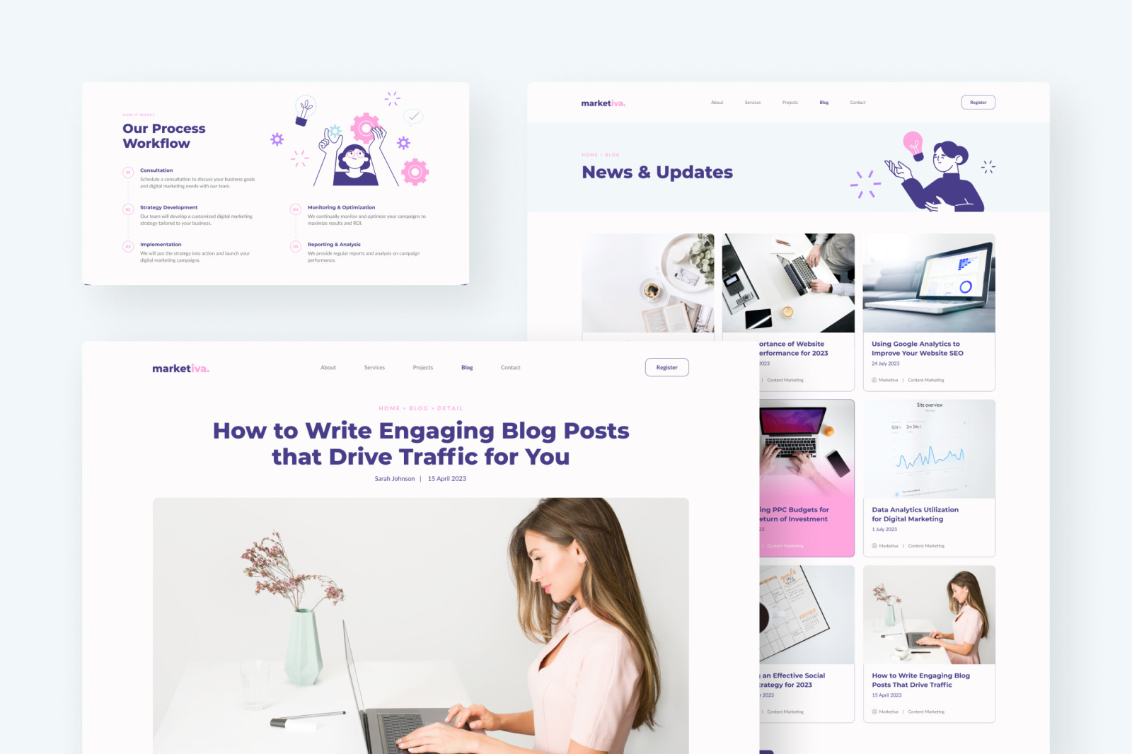 Marketiva – Digital Marketing Agency Website Design UI Template