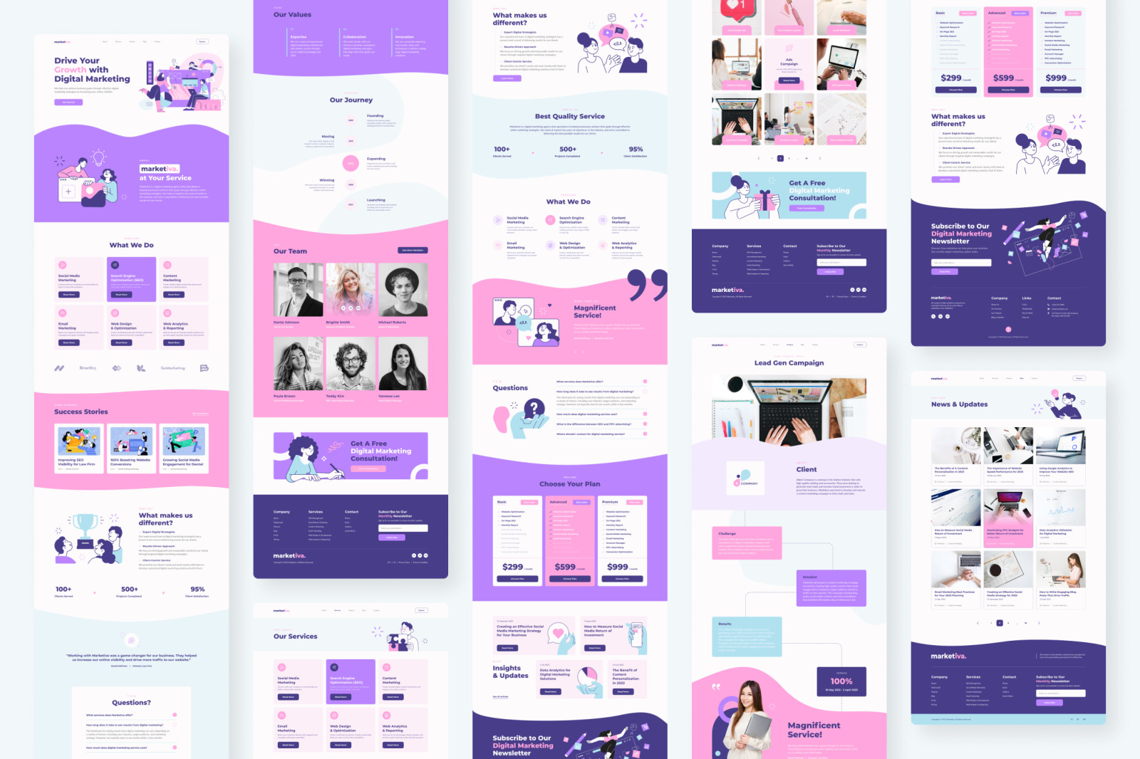 Marketiva – Digital Marketing Agency Website Design UI Template