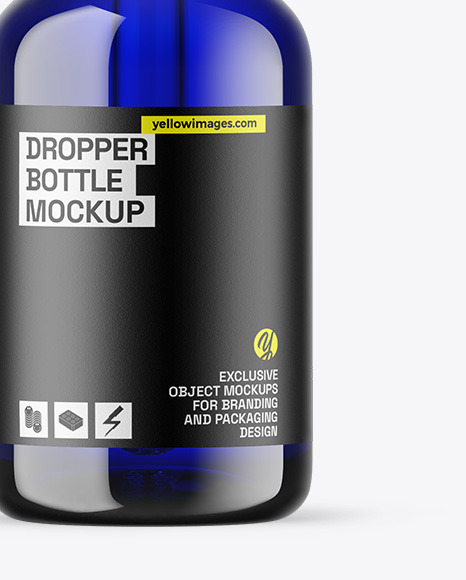 Blue Glass Dropper Bottle Mockup