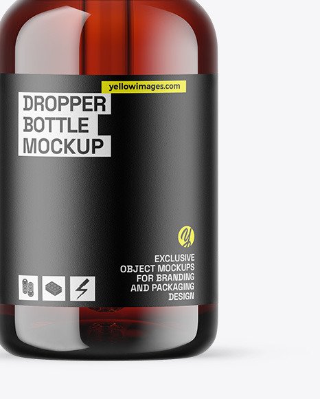 Dark Amber Glass Dropper Bottle Mockup