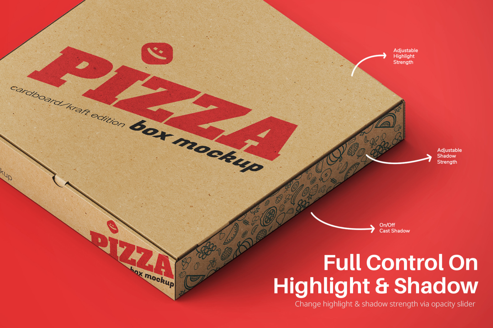 Pizza Box Square Eco Friendly Packaging - Cardboard/Kraft Paper PSD Mockup Pack