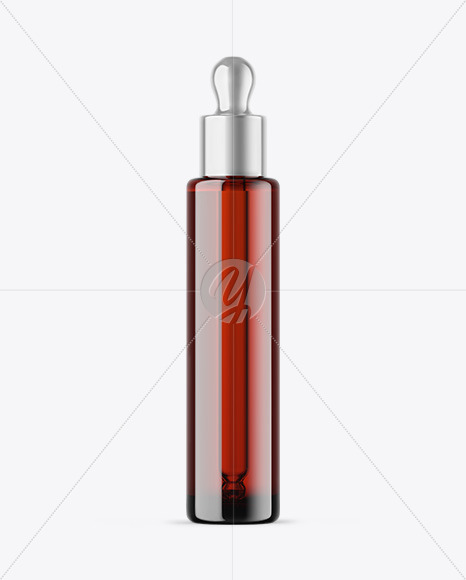 Dark Amber Glass Dropper Bottle Mockup