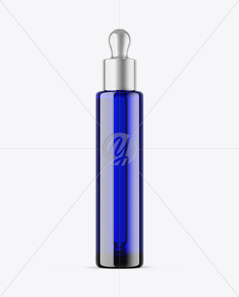 Blue Glass Dropper Bottle Mockup