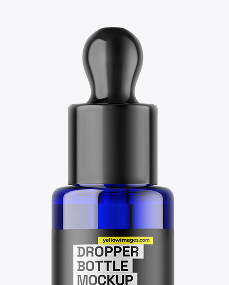 Blue Glass Dropper Bottle Mockup