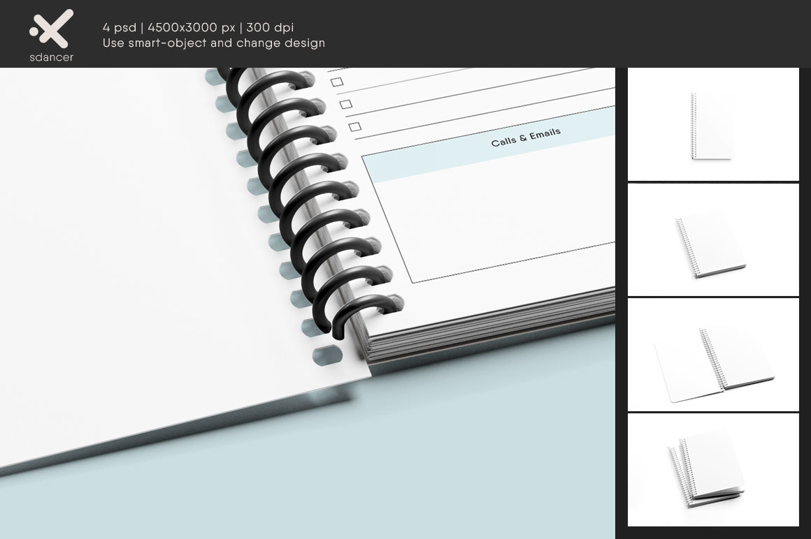 Coil Bound Book Mockup Coil Bound Book Mockup