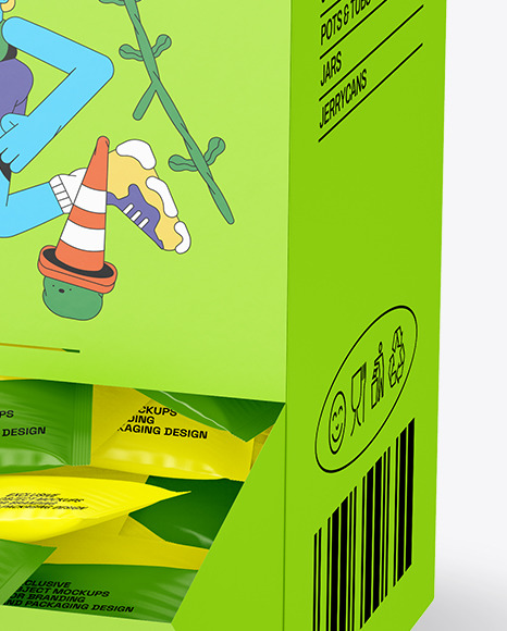 Carton Box With Sachets Mockup