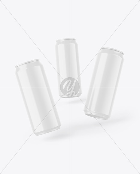 Three Glossy Cans Mockup