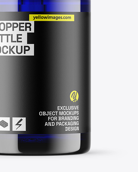 Blue Glass Dropper Bottle Mockup
