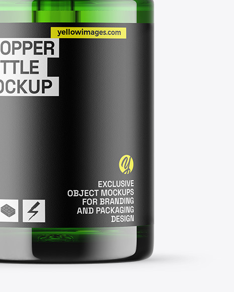 Green Glass Dropper Bottle Mockup