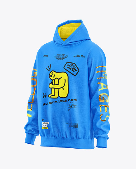 Oversize Hoodie Mockup - Half Side View