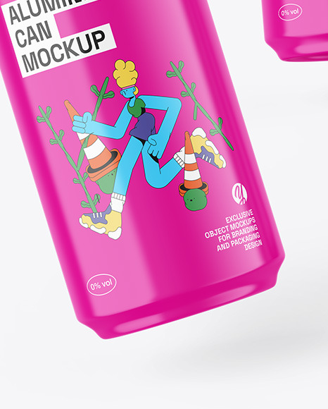 Three Glossy Cans Mockup