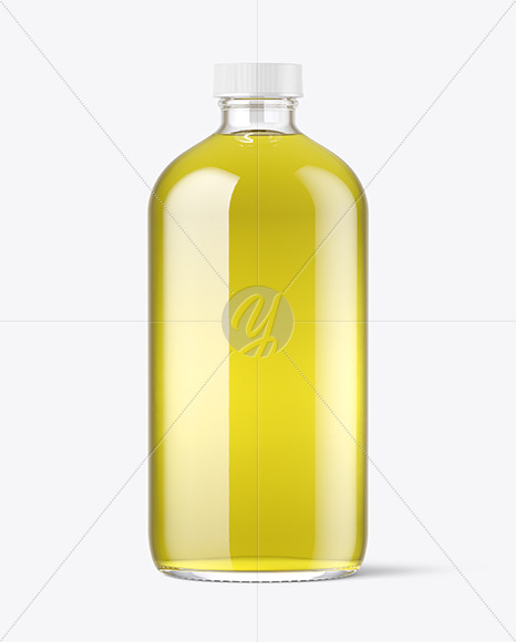 16oz Clear Glass Oil Boston Bottle Mockup