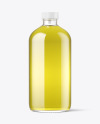 16oz Clear Glass Oil Boston Bottle Mockup
