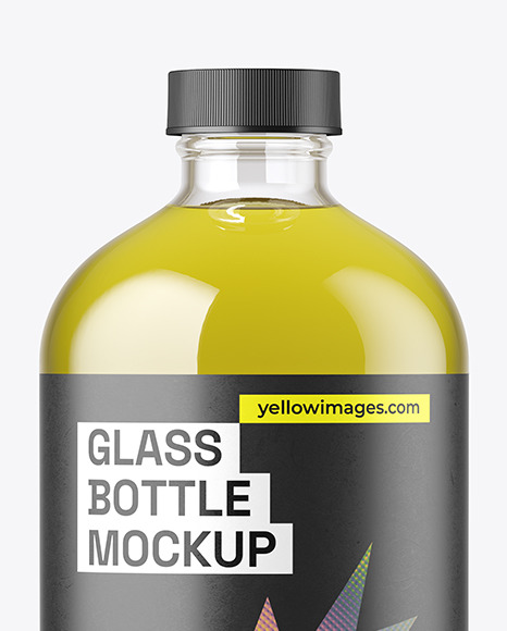 16oz Clear Glass Oil Boston Bottle Mockup