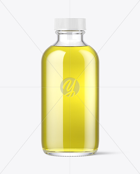 4oz Clear Glass Oil Boston Bottle Mockup