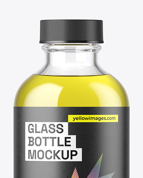 4oz Clear Glass Oil Boston Bottle Mockup