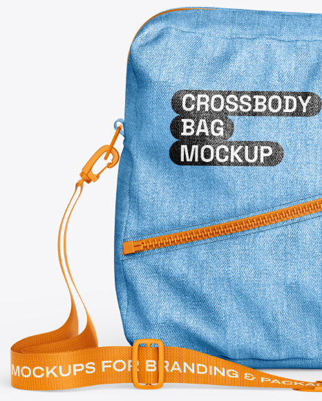 Denim Crossbody Bag Mockup - Front View