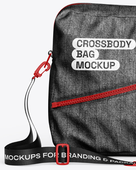 Denim Crossbody Bag Mockup - Front View