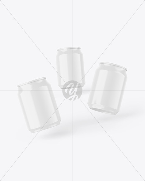 Three Glossy Cans Mockup