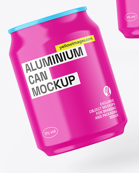 Three Glossy Cans Mockup