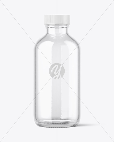 4oz Empty Clear Glass Boston Bottle Mockup