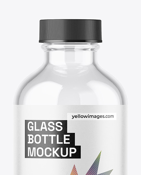 4oz Empty Clear Glass Boston Bottle Mockup