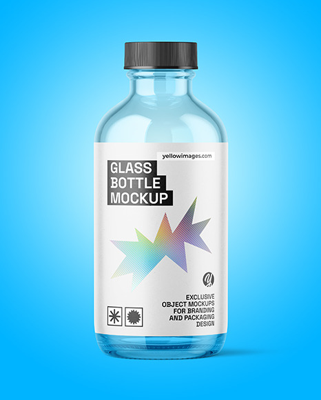 4oz Empty Clear Glass Boston Bottle Mockup