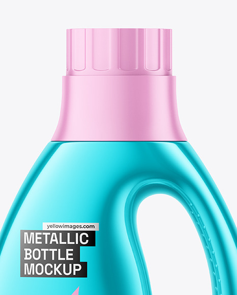 Glossy Metallic Detergent Bottle Mockup