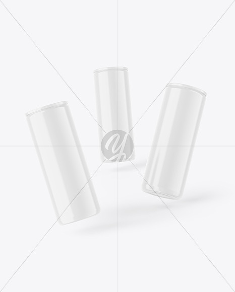 Three Glossy Cans Mockup