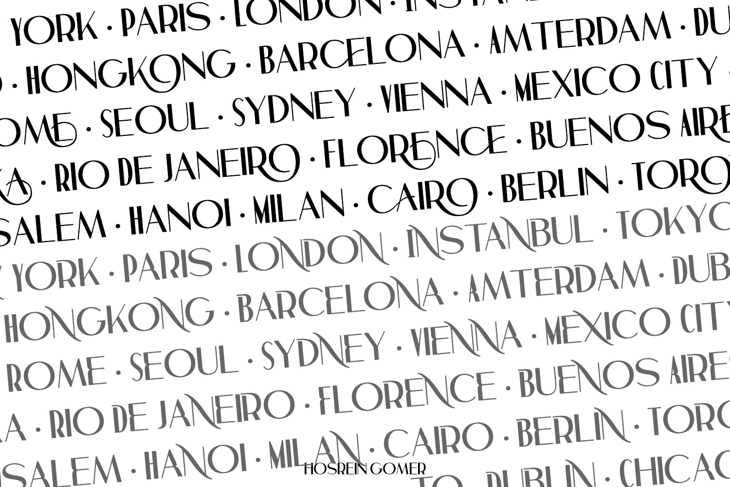 Hosrein Gomer - Modern Ligature Font Hosrein Gomer - Modern Ligature Font