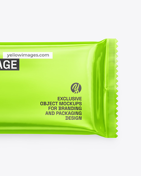 Glossy Metallic Snack Package Mockup