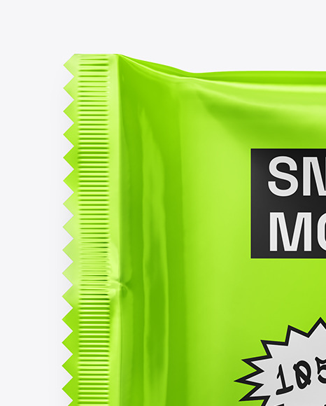 Glossy Metallic Snack Package Mockup
