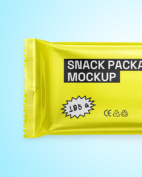 Glossy Metallic Snack Package Mockup