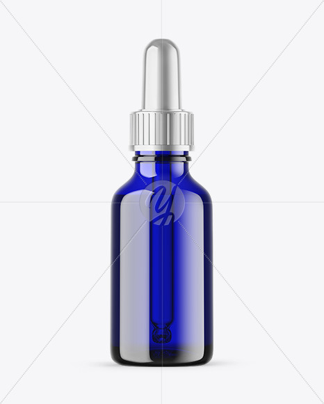 Blue Glass Dropper Bottle Mockup