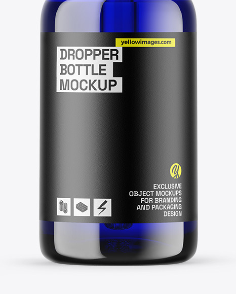 Blue Glass Dropper Bottle Mockup