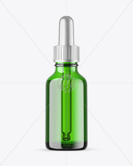 Green Glass Dropper Bottle Mockup
